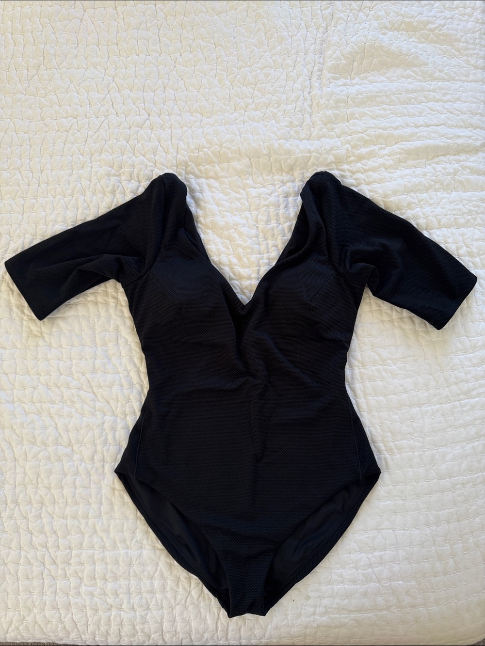 SPANX Black Swim One-Piece with Subtle Texture